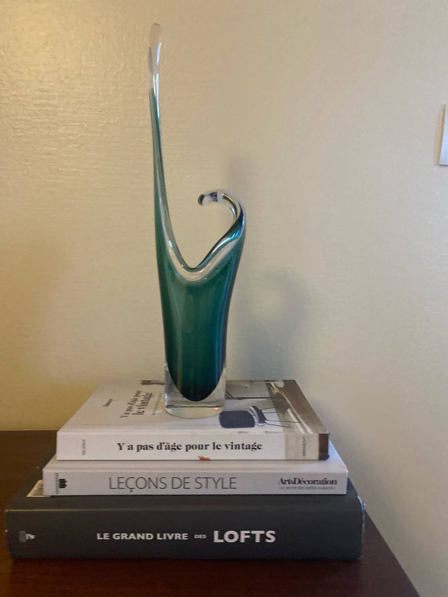 Shell crystal art sculpture vase by Paul Kedelv for Flygsfors, Scandinavian glass