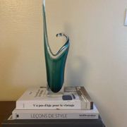 Shell crystal art sculpture vase by Paul Kedelv for Flygsfors, Scandinavian glass