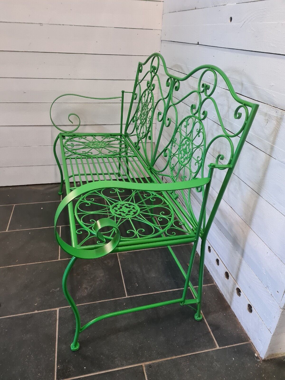 Iron garden bench