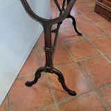 Bistro table Base cast iron over oak