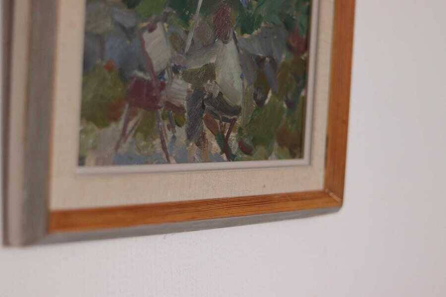 Original Swedish oil on panel – “Seated Figure” by Gösta Stawåsen – vintage & framed – 38 × 29 cm (15.0" × 11.4")