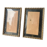 Pair of identical gold colored metal frames each measures  14.5 cm x 9 cm convex glass