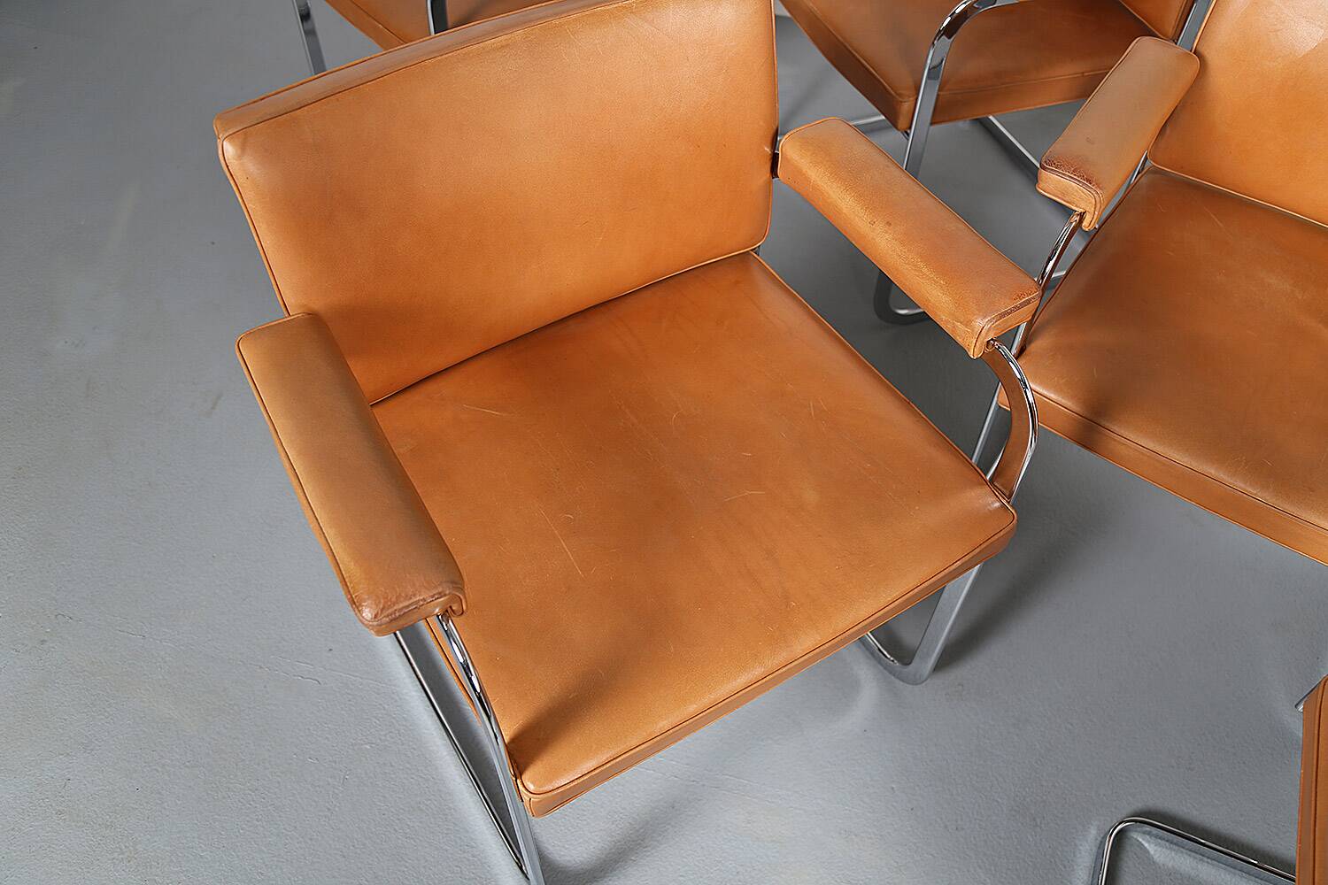 Set of 6 De Sede RH 305 Dining Chairs by Robert Haussmann in Cognac Leather