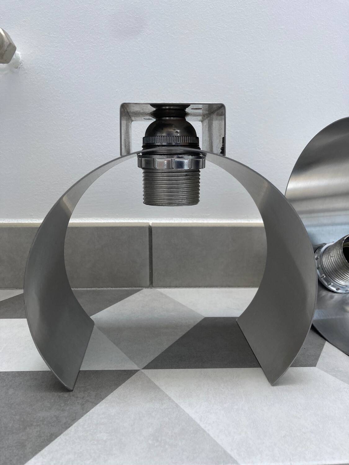 Pair of Space Age brushed metal wall lights