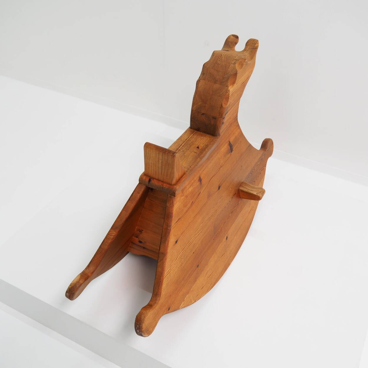 1970s Rocking Horse in Solid Pine Wood, Children’s Toy