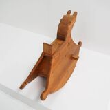 Cheval à bascule en pin massif des années 1970, jouet pour enfant