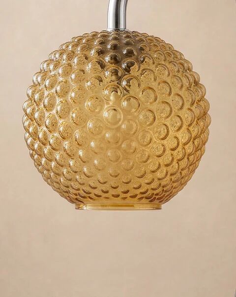 Chrome and amber glass table lamp, attributed to Rolf Krüger, 1970s.
