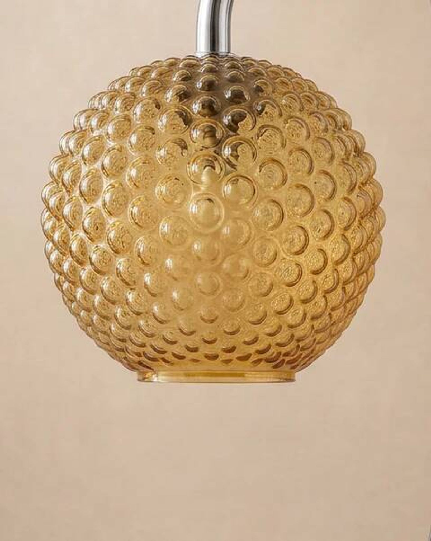 Chrome and amber glass table lamp, attributed to Rolf Krüger, 1970s.