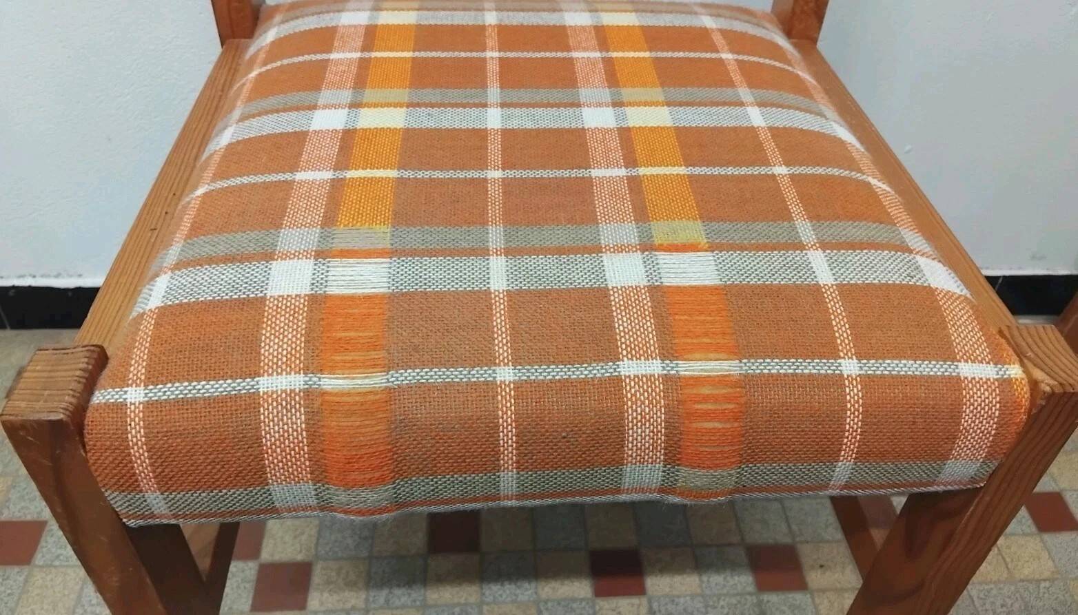 Pair of Vintage Wooden / Orange Fabric Chairs