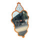 Vintage Venetian mirror, orange painted wooden frame