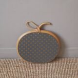 Apple mirror in rattan bamboo wicker vintage decorative object for children golden glitter