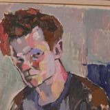 Original XL Swedish oil on canvas – portrait by Pär Thorell – dated 1955 – vintage & framed – 93 × 76 cm