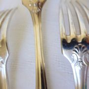 6 vintage silver metal forks punched 2106158