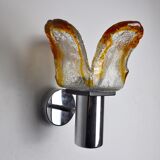 Wall lamp murano mazzega orange, frosted glass, italy, 1960
