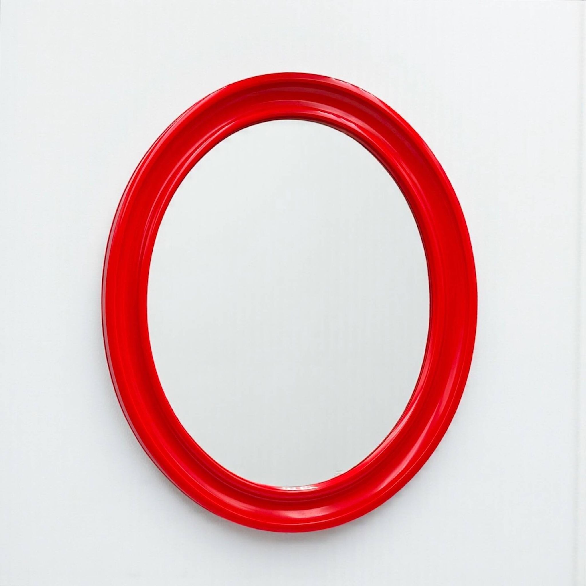 Red Bakelite Oval Mirror by Carrara & Matta, Italy 1970s