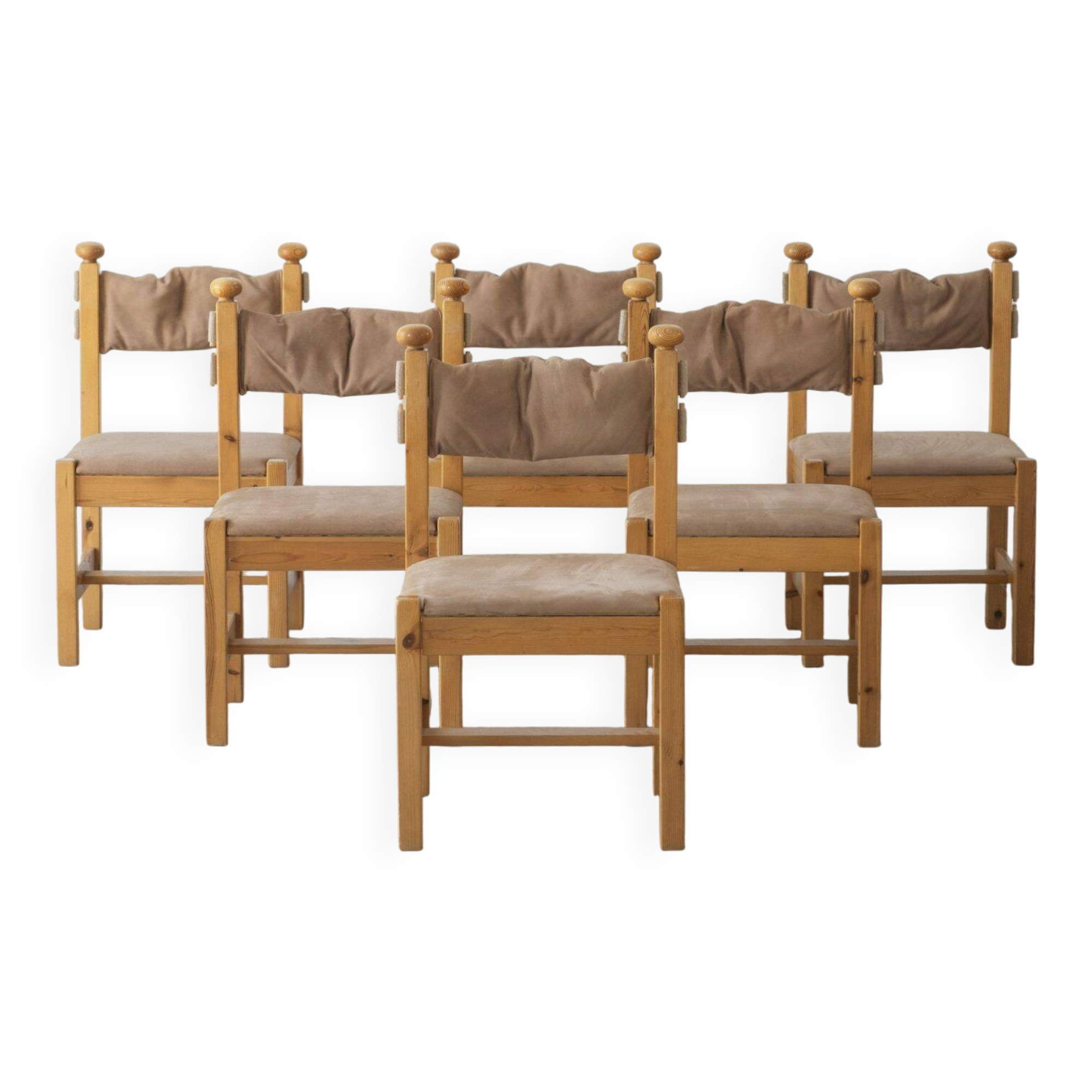 Chaises de salle à manger en pin massif (ensemble de six)