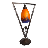 Art Deco lamp by Muller Frères Lunéville, signed glass, 1920.