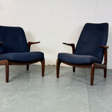 Fauteuils lounge danois en teck, style moderniste du milieu du XXe siècle, années 1960, lot de 2