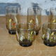 Set of 8 smoked glasses with 70s patterns