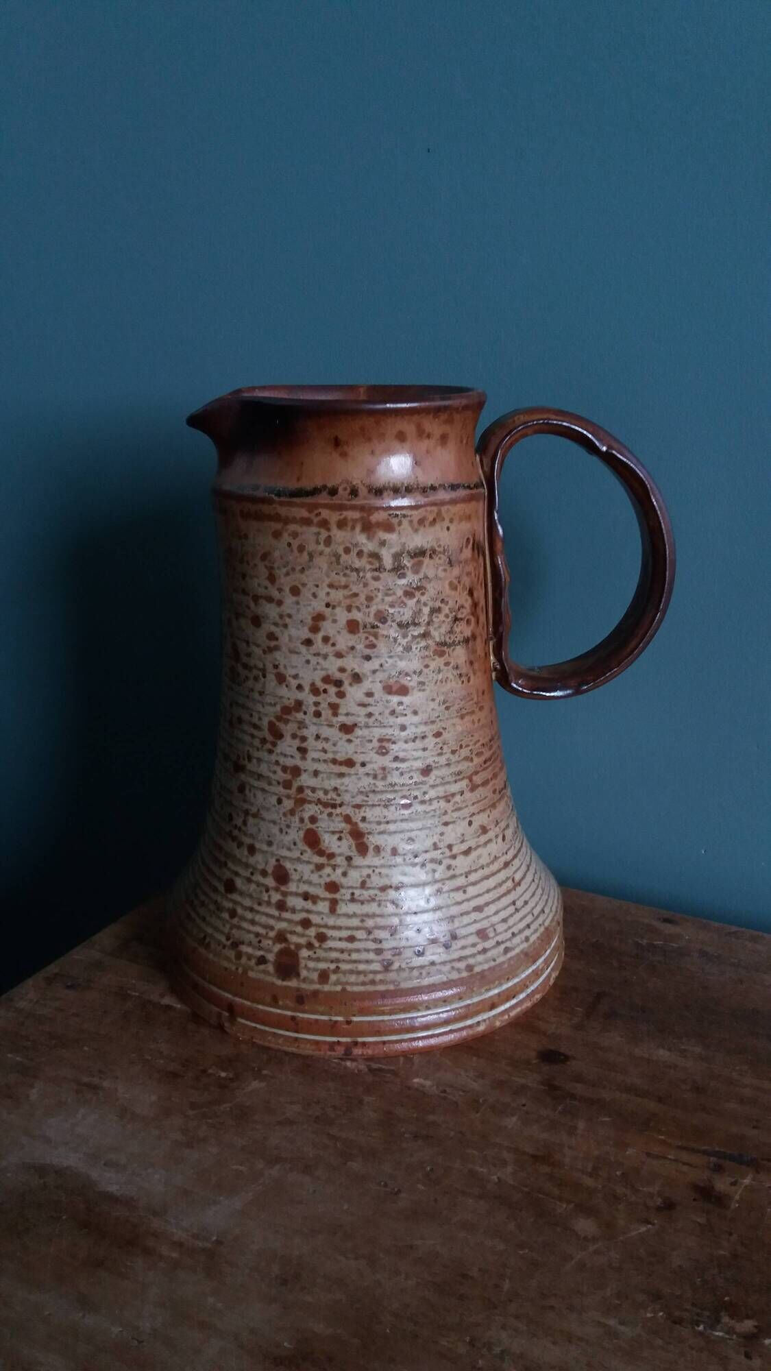 Stoneware pitcher from Puisaye signed by Jean-Pierre Prud’homme.