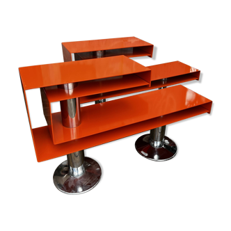 Pair of orange metal consoles from the 70s