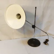 Vintage adjustable desk lamp in black metal and chrome, 1950s-70s.