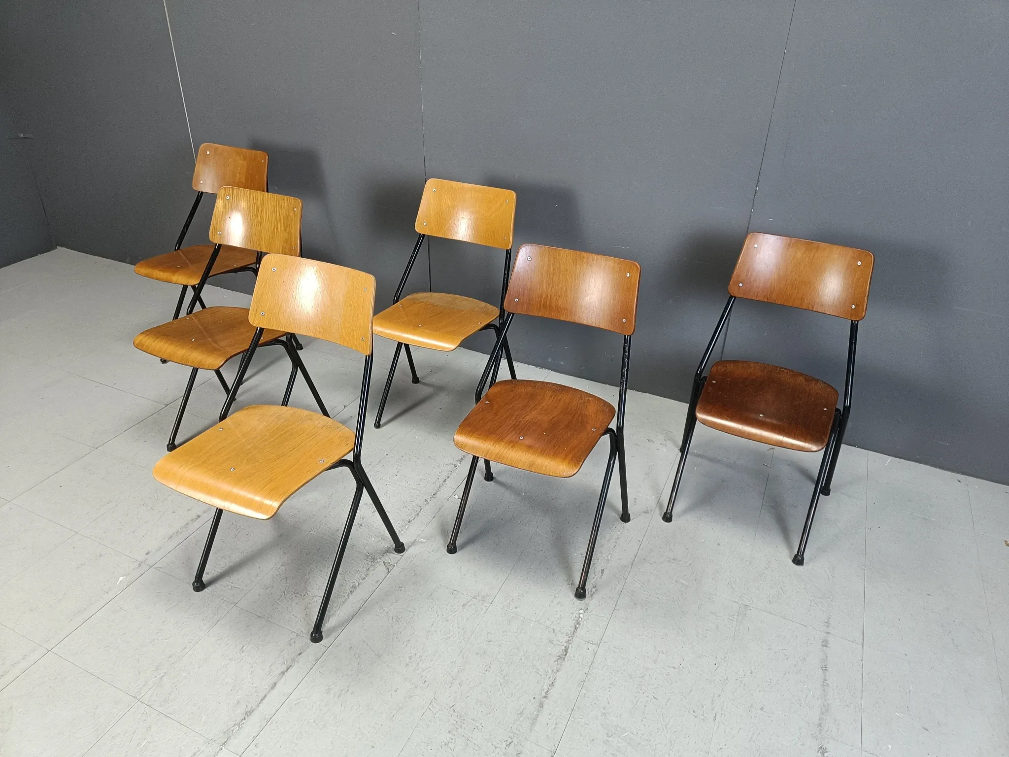 Post modern plywood dining chairs, 1970s