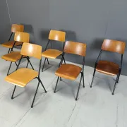Chaises de salle à manger en contreplaqué post-moderne, années 1970