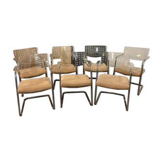 Lot de 7 chaises plexi space age vintage
