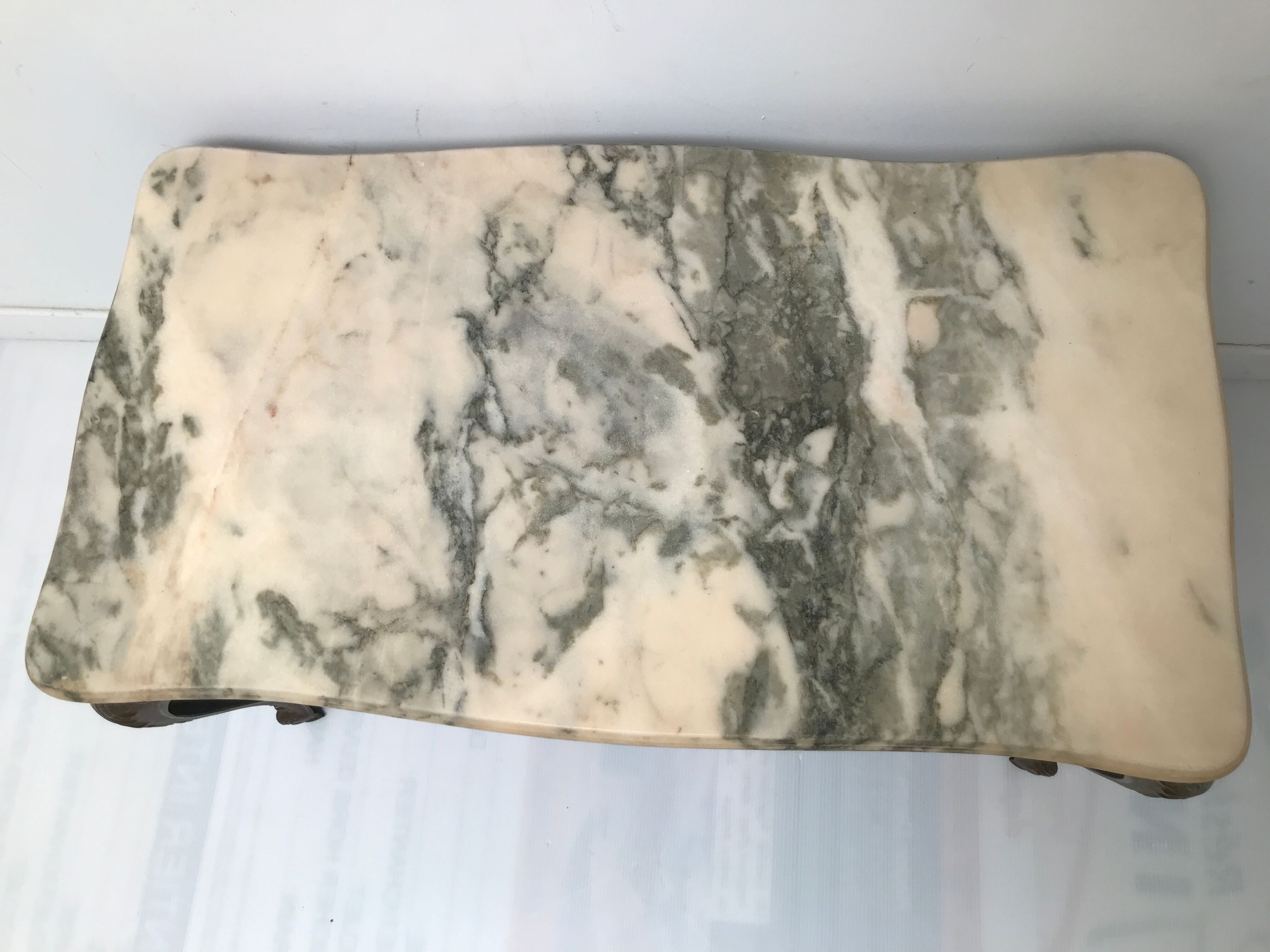 Louis XV style marble and brass coffee table