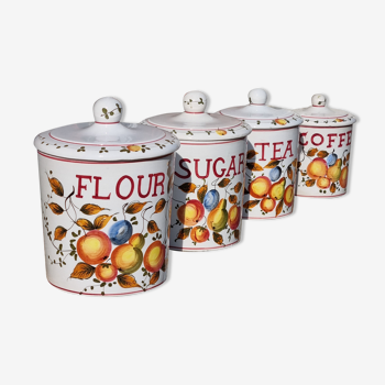 Set of 4 large hand painted ceramic pots italy