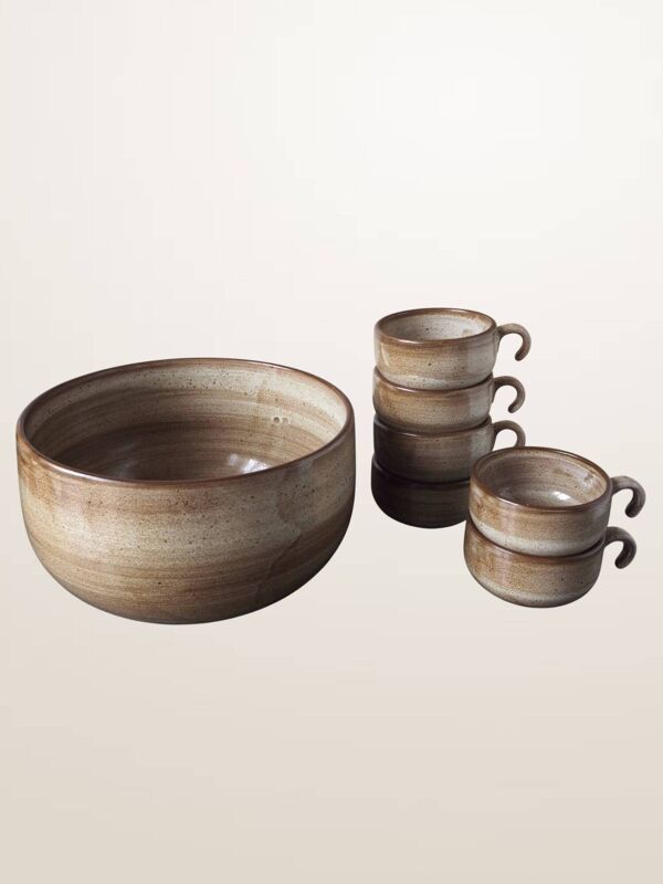 Grand saladier et 6 tasses faïencerie Niderviller