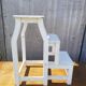 Former Escabeau Tabouret 3 Marches Bois White Escamotable Vintage