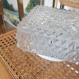 Square vintage ceiling lamp in molded glass