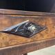 Art Deco bedside table in rosewood, walnut burl, and marble top.