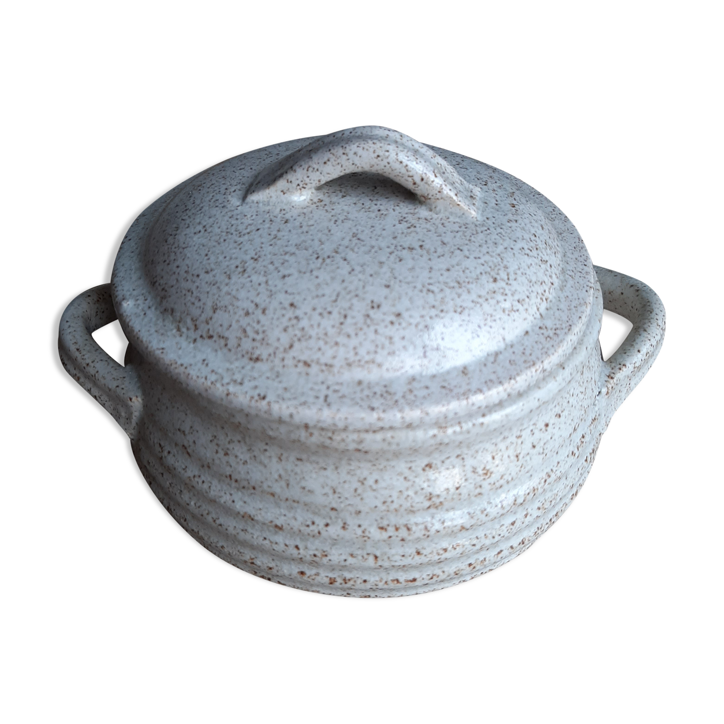 Vintage speckled stoneware sugar pot