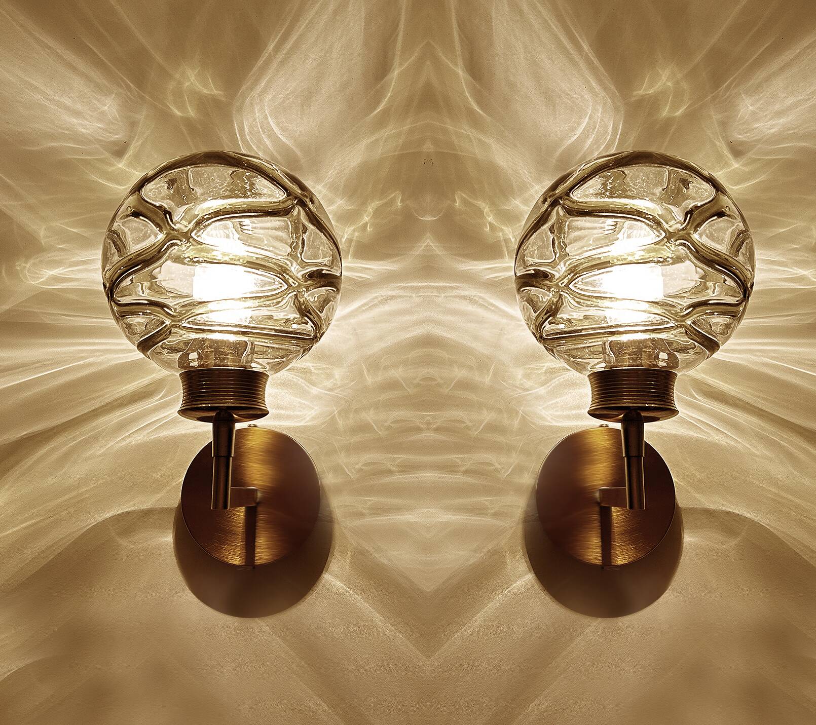 Pair Vintage Murano Glass Wall Lights