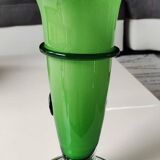 Design Vase in Floral/Yellow Rose shape in relief, corolla-shaped neck. Murano style. High 25 cm