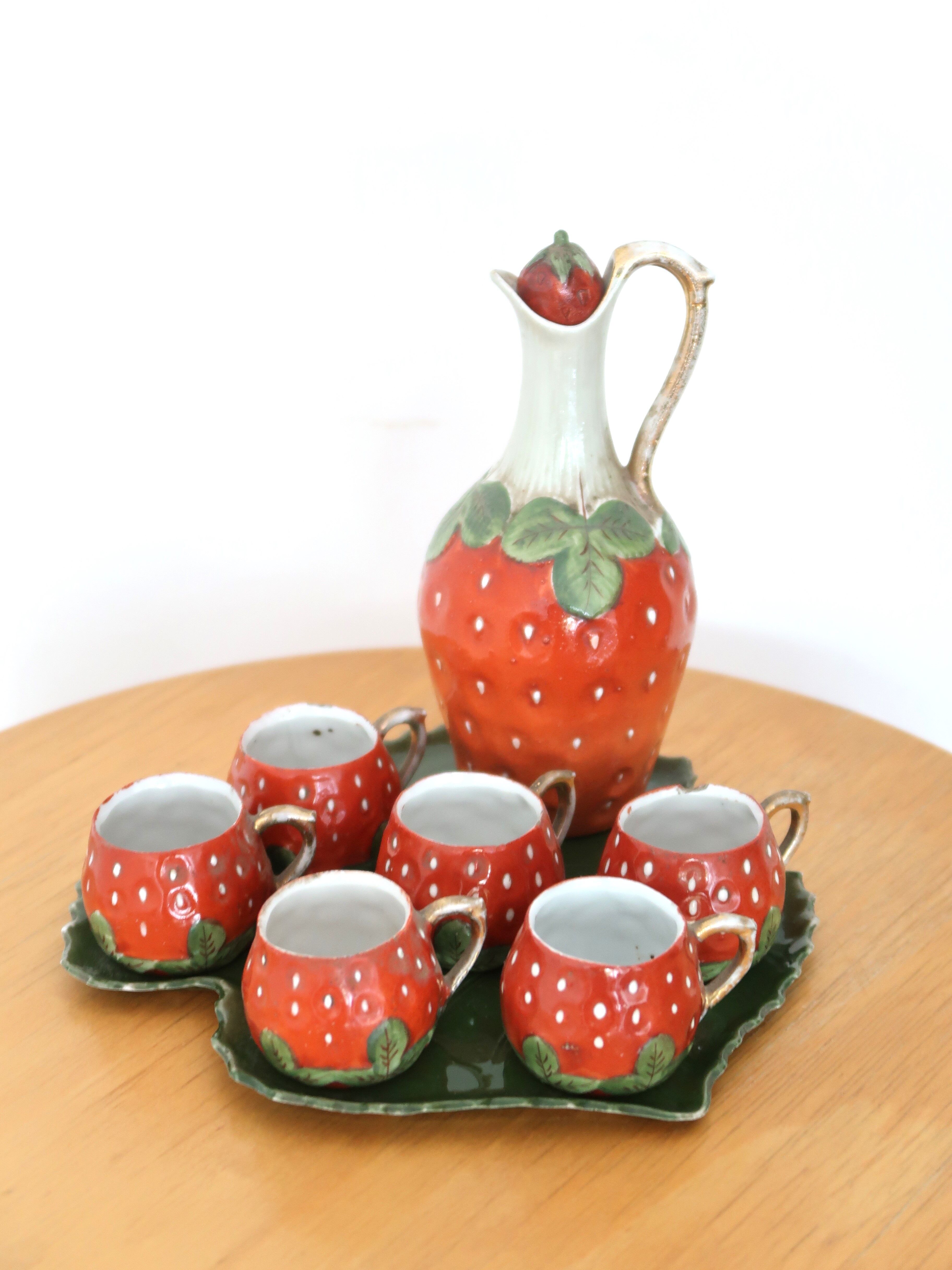 Antique strawberry liqueur service