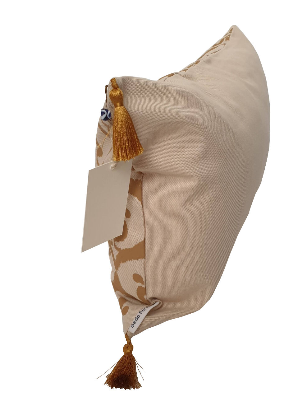 Ikat style ottoman cushion cover beige / havana ocher - 30 x 50