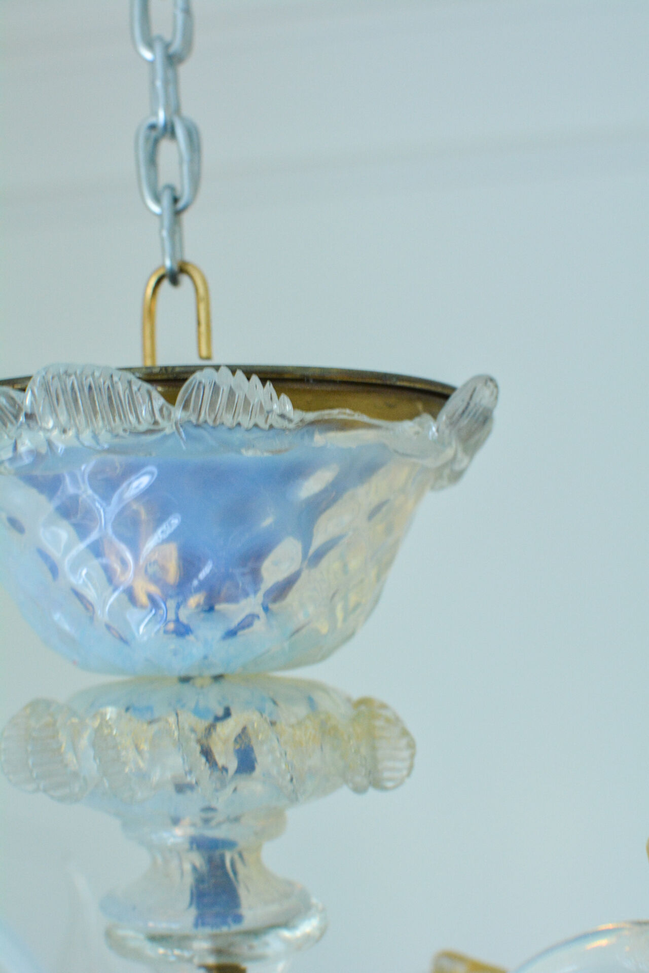 Vintage opalescent Murano chandelier – Italy, 1970s