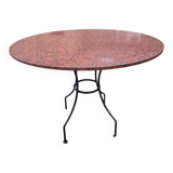 Round marble table with wrought iron base from the mid-20th century.