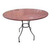 Round marble table with wrought iron base from the mid-20th century.