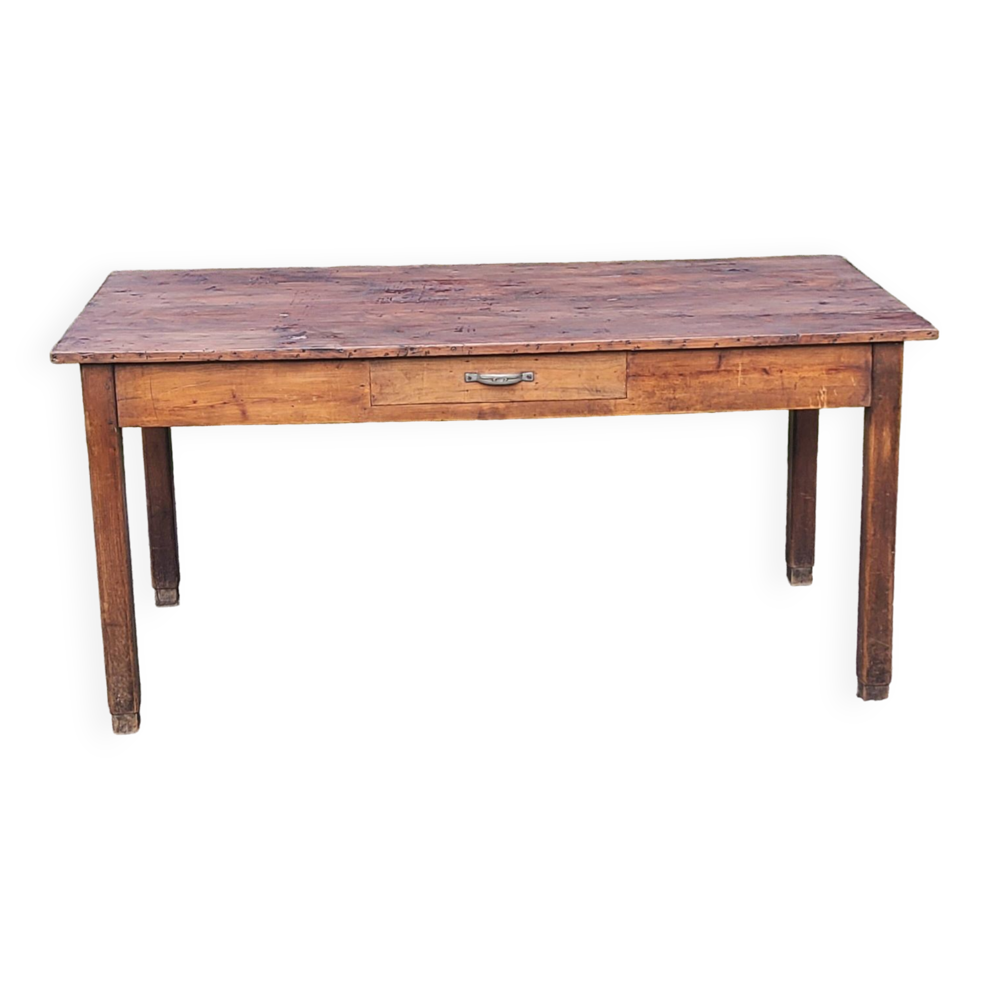 Farm table in oak and white wood 160cm 1 drawer t 20th century