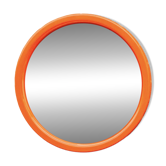 Miroir mural rond vintage en plastique orange - diamètre : 46 cm