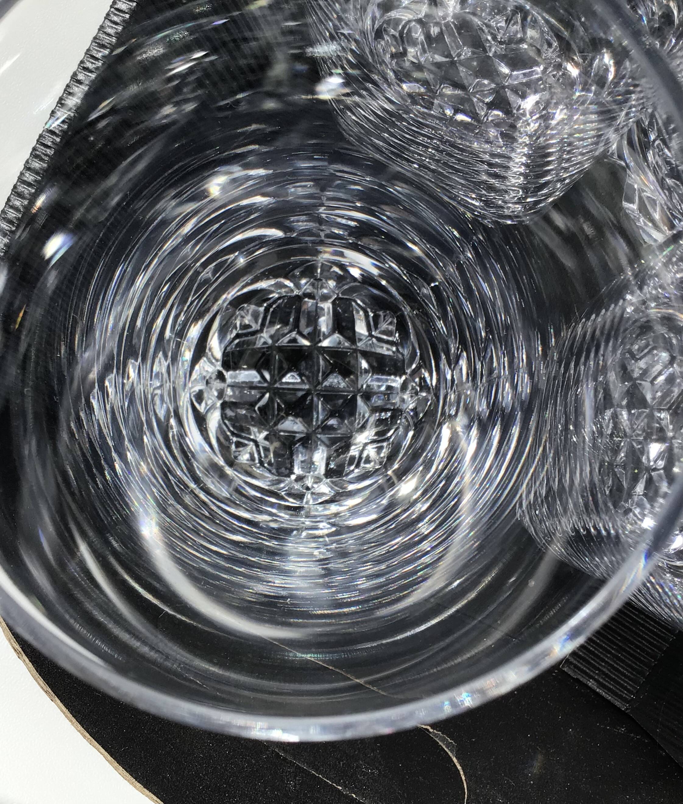 6 Crystal Long Drink Glasses with Spikes