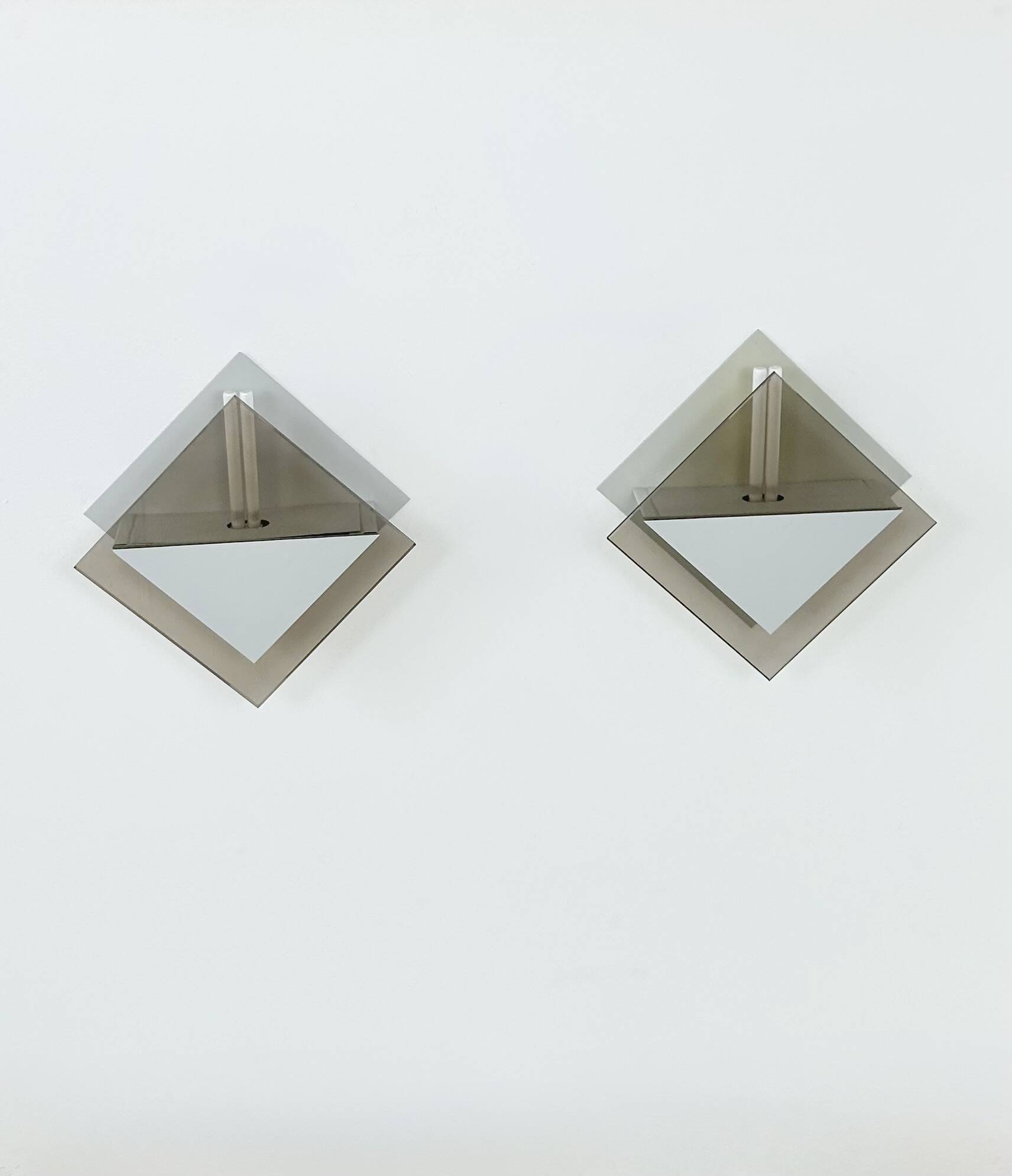 Pair of vintage wall lights Glass Light Studio model 20623, France, 1980