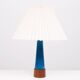 Turquoise Stoneware Table Lamp Teak base 1960s