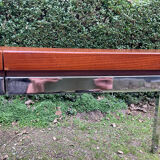 Vintage teak and chrome metal dining table