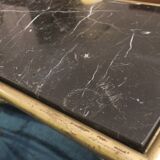 Wrought iron and veined marble coffee table, 1940s-50s